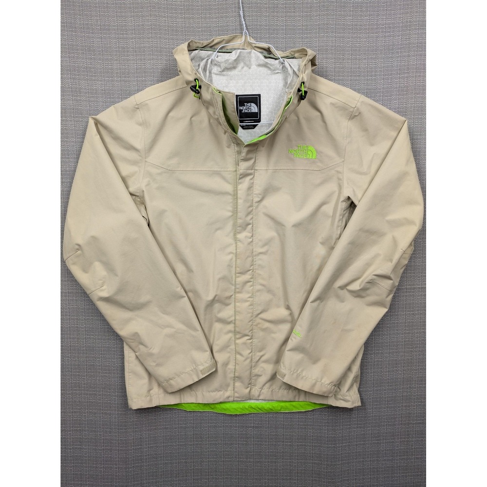 The North Face Windbreaker Jacket Mens Small Beige HyVent 2.5L Hooded Waterproof - Picture 2 of 9